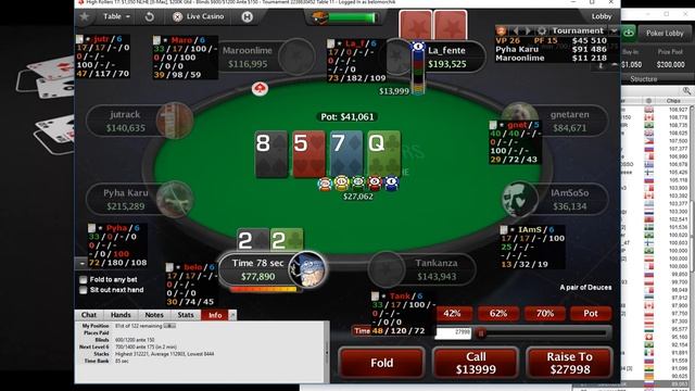 High Rollers Sat $215 Сателлит на ХайРоллеры $1050 и сам турнир) смотреть онлайн