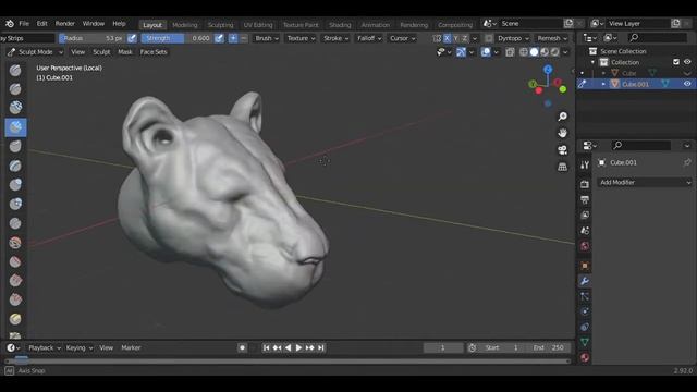 blender timelapse , sculpting lion смотреть онлайн