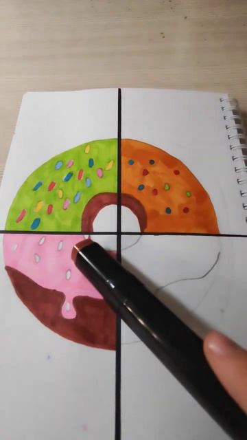 рисуем розовый пончик