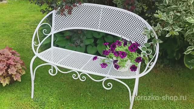 Садовая скамейка АЖУРНЫЙ ПРОВАНС овальная, металл, белая, 124х61х87 см   1023695