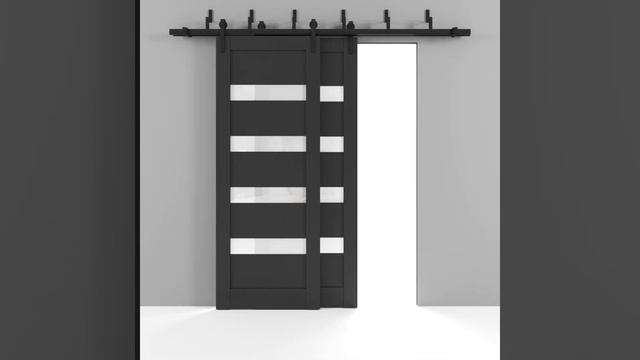 Quadro 4113 Matte Black Barn Bypass Door 3D visualization смотреть онлайн