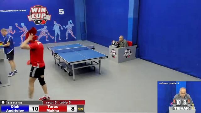 15:00 Андреев Олег 3-1 Муха Тарас стол 5 ЮГ-4 24.05.22 | Настольный Теннис WINCUP смотреть онлайн
