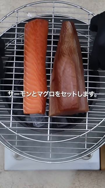 自作バケツ燻製器でサーモンとマグロの冷燻： #shorts #ルイベ
