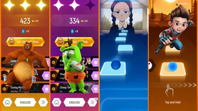 Grizzy and The Lemming vs GUMMY BEAR vs Wednesday Anime vs Paw Patrol Ryder Tiles Hop EDM Rush смотреть онлайн