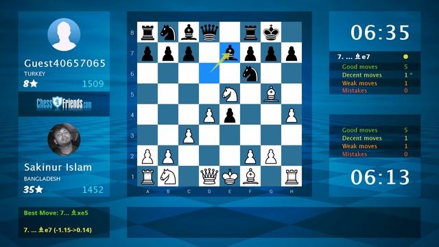 Chess Game Analysis: Sakinur Islam - Guest40657065 : 1-0 (By ChessFriends.com) смотреть онлайн