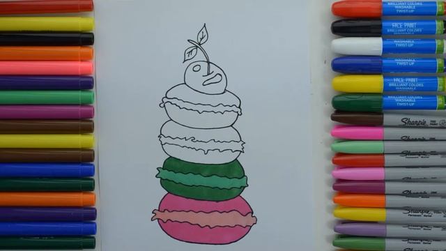 Learn How To Color Sweet Macaroon Coloring Pages For Kids | Learn  Colors And Paint