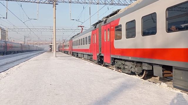 ЭП2ДМ-0237 Отправляется с сообщением Новокузнецк-Мундыбаш и приветливой помощницей