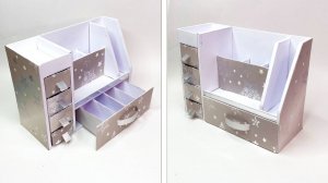 Мастер класс ✂ Переработка картонных коробок и пакетов 📦 Настольный органайзер с ящиками