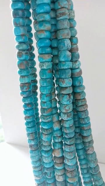 Blue Turquoise Gemstone Rondelle Size 10-11mm Loose Beads Large Smooth Kingman Natural turquoise смотреть онлайн