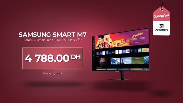 Black Friday Maroc 2022: Ecran Samsung 32 4K Plat SMART M7 LS32BM700UMXZN