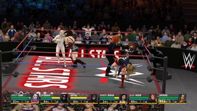 WWE 2K16 Supergirl,Wonder Woman,Catwoman,Batgirl,Harley Quinn,Black Widow In A Battle Royal