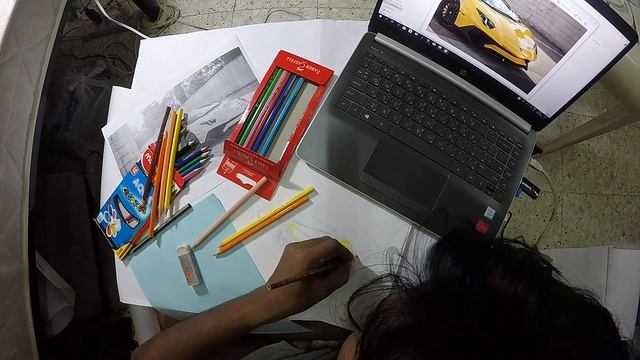 Awesome Lamborghini Aventador Drawing Time Lapse Part 1