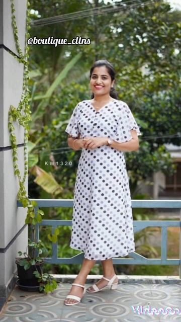 🌷Polka material frock dress 🌷Women's midi dress in Georgette polka material. #fashion #fashionstyle