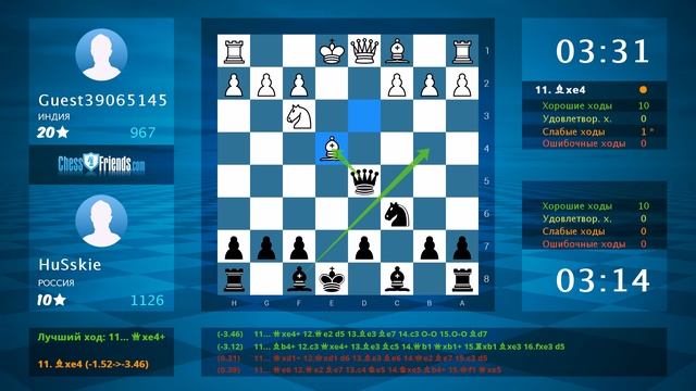 Chess Game Analysis: Guest39065145 - HuSskie : 0-1 (By ChessFriends.com) смотреть онлайн
