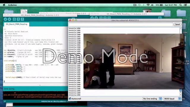 Quadcopter KK PWM Value Monitoring (Rudder Control) Via Xbee Arduino смотреть онлайн