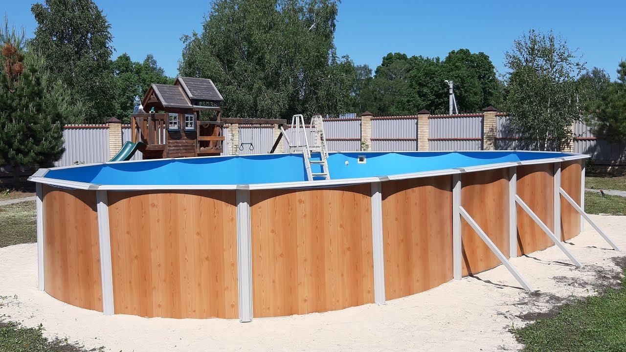 Большой каркасный бассейн на даче своими руками. Как сделать монтаж установку Эсприт-Биг 10х5.5х1.35 смотреть онлайн