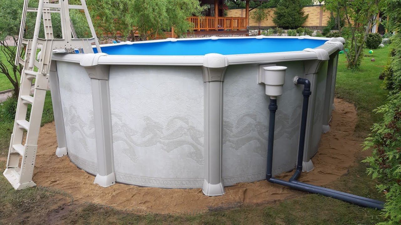 Бассейн овальный каркасный 5.5х3.7х1.35 под ключ - Подогрев воды, Станция Акон, Фильтр, Трубы смотреть онлайн