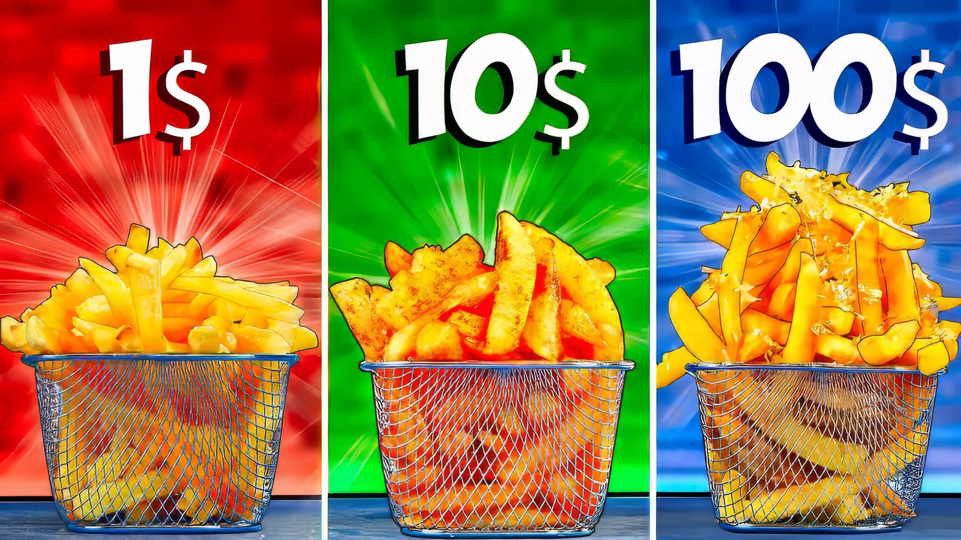 1 $ vs 10$ vs 100$ КАРТОШКА ФРИ ВАНЗАЙ vanzai смотреть онлайн