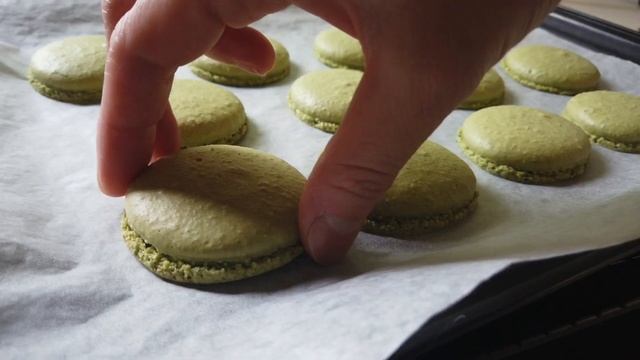 Matcha Green Tea Macarons With Red Beans Recipe