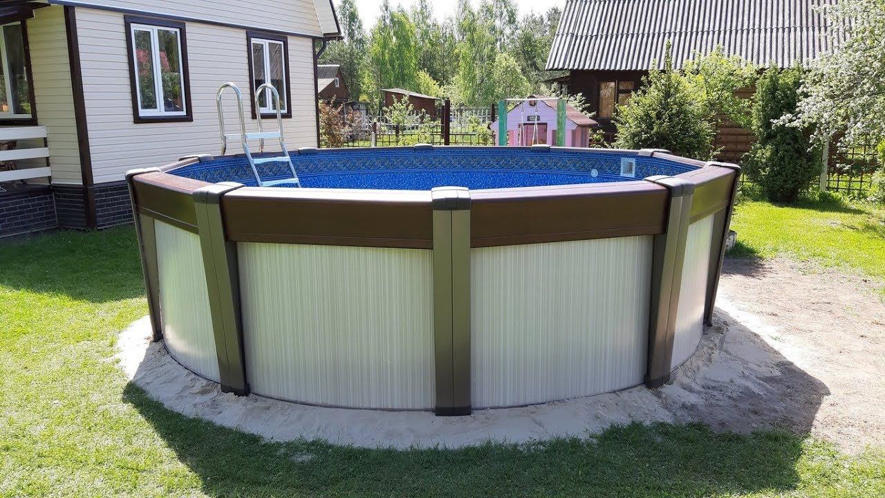 Глубокий каркасный бассейн для дачи 4.6х1.35 м. Морозоустойчивый круглый бассейн 4.6 м Atlantic Pool