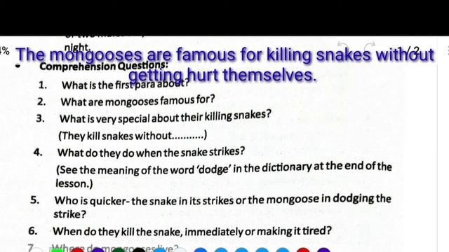 Mongoose Class 8th Lesson - 3 , SGP - 2 Explanation and Comprehension Question answers смотреть онлайн