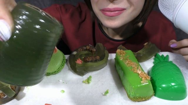 ASMR GREEN TEA PARTY (CAKE, MACARON, JELLY) Soft Eating Sounds (NO TALKING) Mukbang - 먹방 | JULS-ASM