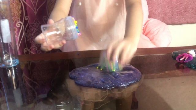Fatima Plays With Unicorn Poop Slime And Glitter Slimes