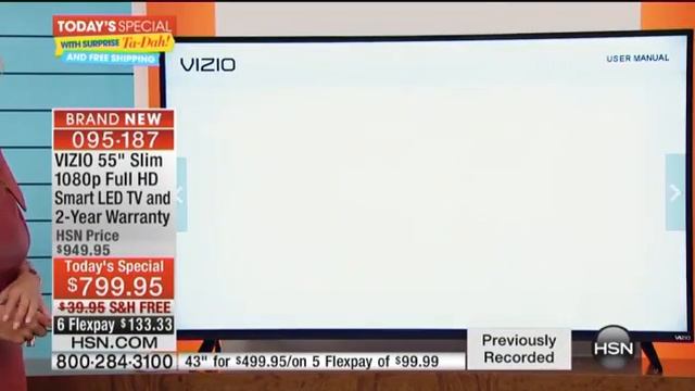 VIZIO 43" Slim Smart 1080p LED HDTV with HDMI Cable смотреть онлайн