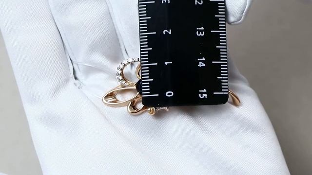 Брошь из золочёного серебра AQUAMARINE с фианитом и гидротермальным сапфиром А71509Б-п смотреть онлайн