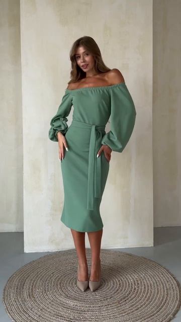 Женское платье с длинными рукавами #женскаяодежда #молодежнаяодежда#женскиеплатья смотреть онлайн