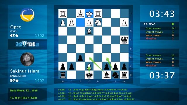 Chess Game Analysis: Opcc - Sakinur Islam : 0-1 (By ChessFriends.com) смотреть онлайн