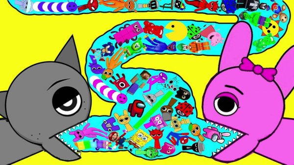 Кто больше съест мультяшных персонажей Серый или Пинки