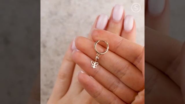 Золотые серьги "Бабочки" с фианитами с07426 смотреть онлайн