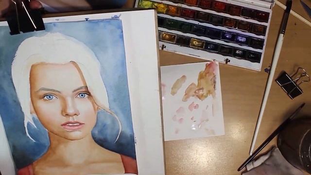 Портрет девушки акаарельными красками смотреть онлайн
