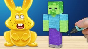 Зомби из Майнкрафта 3D ручкой и желейный заяц Харитон