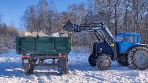 loading logs with metal-technik mt2  MTZ 82.погрузка бревен с металл-техник МТ2 МТЗ 82- ГКБ 819