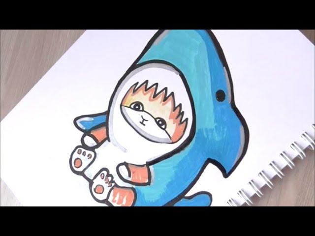 Drawing Happy Cat Meme - Shark Cat lore смотреть онлайн