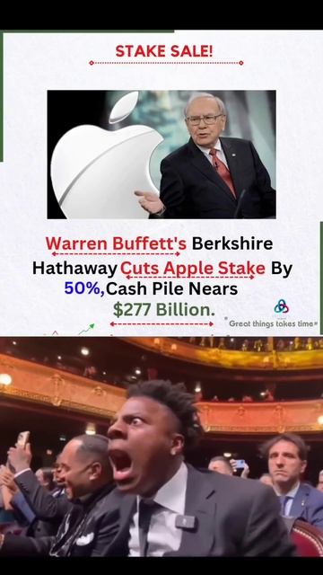 Warren Buffett's Berkshire Hathaway Cuts Apple Stake By 50%, Cash Pile Nears $277 Billion.. #shorts смотреть онлайн