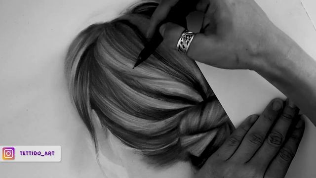 Как рисовать реалистичные волосы шаг за шагом, весь процес рисования карандашом смотреть онлайн