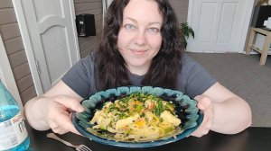 Мукбанг Паста с курицей и овощами