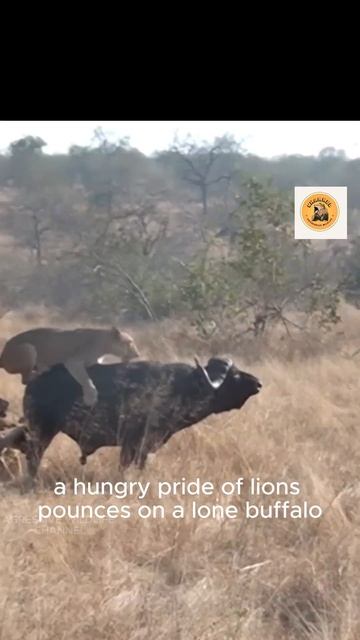 Lions Attack Buffalo: Brave Herd Rescues Calf From Lion's Jaws #LionAttackBuffalo #short