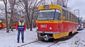 Работа водителя трамвая в осенне-зимний период