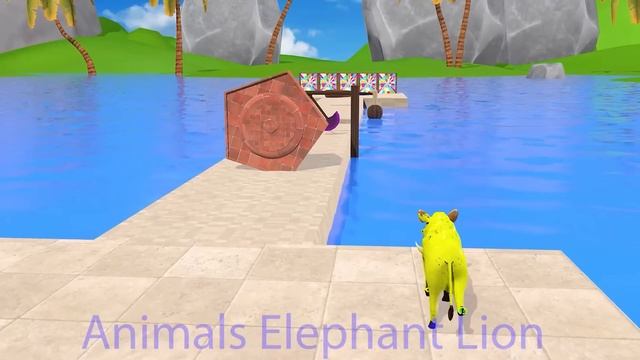 Paint Animals Duck,Tiger,Cow,Lion,Zebra,Gorilla,Elephant,Dinosaur Fountain Crossing Animal Game New