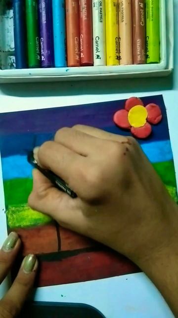 easy drawing with oil pastels colour✨| #new #craft #urva'sartandcraft смотреть онлайн