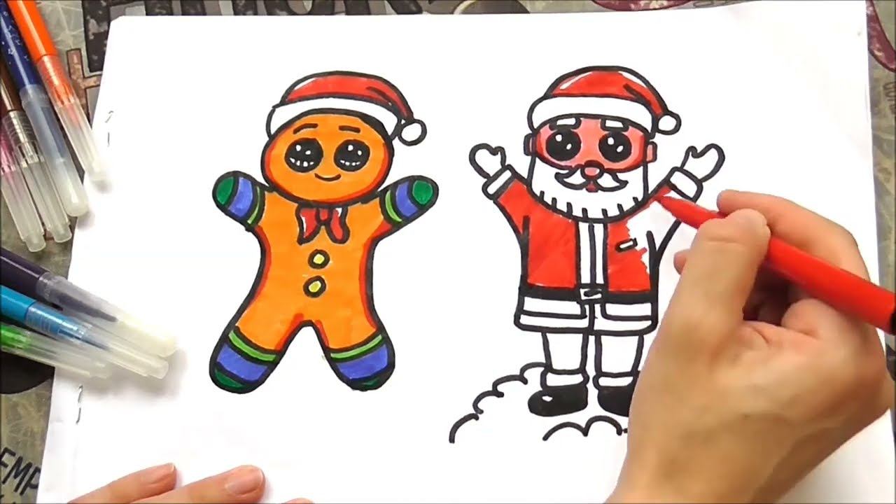 How to Draw a Gingerbread Man and Santa Claus Christmas Series смотреть онлайн