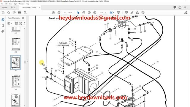 Hidromek HMK 200 W-2 Crawler Excavator MITSUBISHI 6123001 Parts Catalogue Manual H237303100 смотреть онлайн
