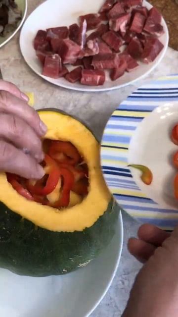 Тыква фаршированная мясом и овощами с сливочным маслом#🔥🔥🔥🔥🔥🔥🔥🔥🔥🔥🔥🎃🎃🎃🎃🎃🎃🎃🎃🎃🎃🎃