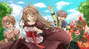 Весёлый бег по деревне в визуальной новелле Lighthouse of guiding flames