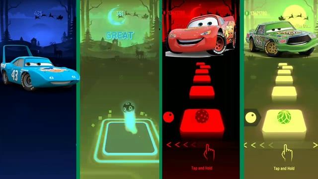 Cars Team Chick Hicks Strip Weathers - Mater - Lightning McQueen - Doc Hudson | Tiles Hop EDM Rush