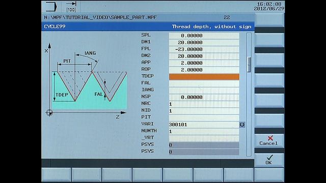 SINUMERIK 808D Tutorial Turning Part 14 - Cycle99 Thread смотреть онлайн